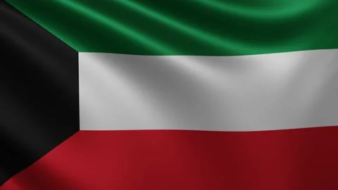 Kuwait flag fluttering in the wind, video of the national flag of Kuwait in 3d Stock Footage 219605113