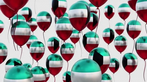 Kuwait Flag On The Flying Balloons Video stock 314664750