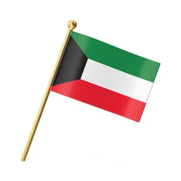 Kuwait Flag on Golden Pole Illustrazione stock