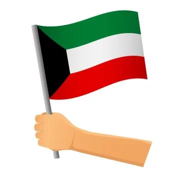 Kuwait flag in hand Stock Illustration