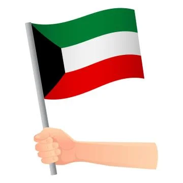 Kuwait flag in hand Stock Illustration
