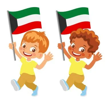 Kuwait flag in hand set Stock Illustration