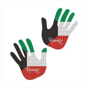 Kuwait flag hand vector 库存插图