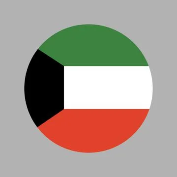 Kuwait flag icon design. Kuwait circle flag button. Round flag of Kuwait badge Stock Illustration