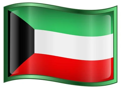 Kuwait flag icon, isolated on white background. Illustration