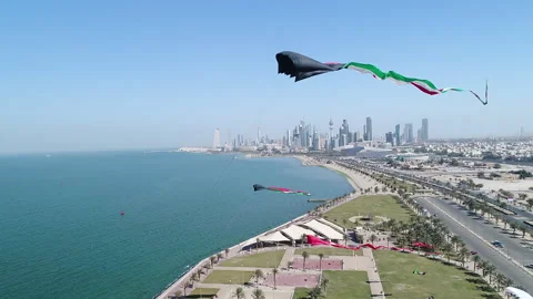 Kuwait flag kite Stock Footage 167598711