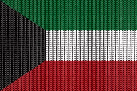 Kuwait flag in knitting pattern Illustrazione stock