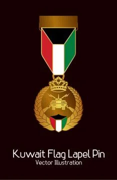Kuwait Flag Label Pin Stock Illustration