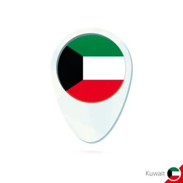 Kuwait flag location map pin icon on white background. Stock Illustration