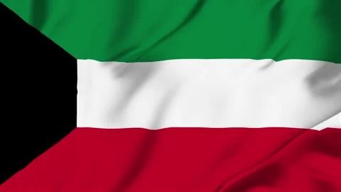 Kuwait flag loop animation with fabric texture, seamless waving background Stock Footage 342673130