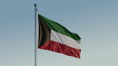 Kuwait Flag loop Cinematic Realistic Waving Blue Sky Stock Footage 300939124