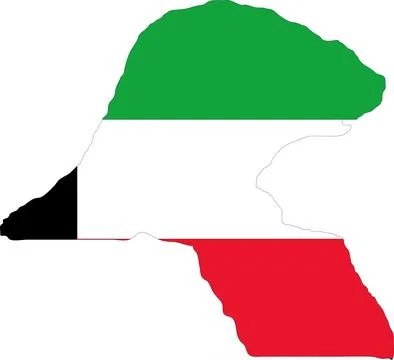 Kuwait Flag in Map, Kuwait Map with Flag, Map of Kuwait, Map with Flag, Nat.. Stock Illustration