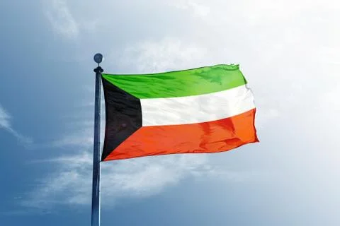 Kuwait flag on the mast Stock Photos