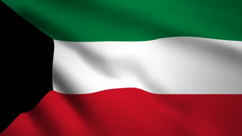 Kuwait flag Motion video waving in wind. Flag Closeup 1080p HD  footage Stock Footage 116195372