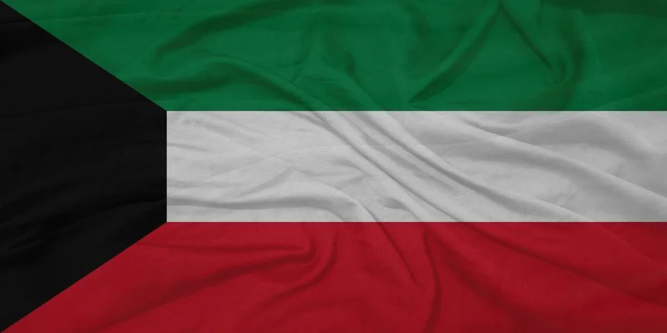 Kuwait Flag moving in wind Stock Photos