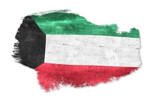 Kuwait flag paint brushstroke on white background Stock Illustration