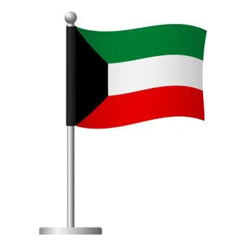 Kuwait flag on pole icon Stock Illustration