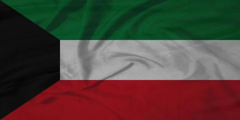 Kuwait   Flag rippling sky texture Stock Photos