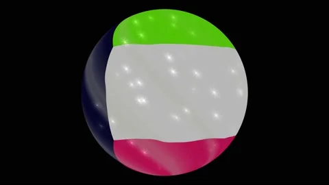Kuwait flag in a round ball rotates. Flicker and shine. Animation loop Stock Footage 145857615