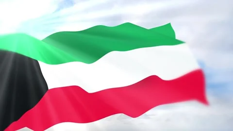 Kuwait Flag Seamless Loop 4k 60fps on Sky Background Stock Footage 340625762