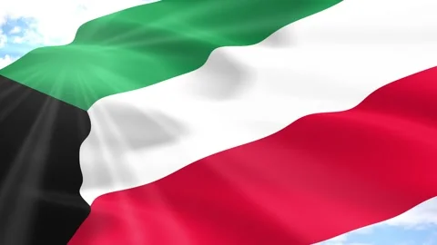 Kuwait Flag Seamless Loop 4k 60fps on Sky Background Stock Footage 341562977