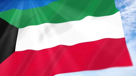 Kuwait Flag Seamless Loop 4k 60fps on Sky Background Stock Footage 341674550