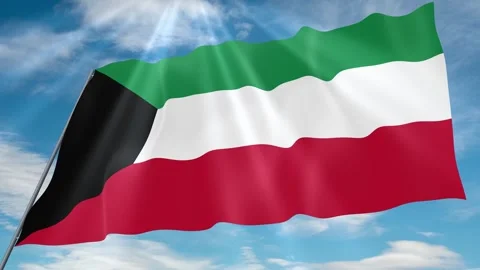 Kuwait Flag Seamless Loop 4k 60fps on Sky Background Stock Footage 341758861