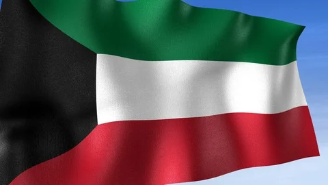 Kuwait Flag - Set of 3 Angles with Masks [3WaveSeries] Stock Footage 103332486