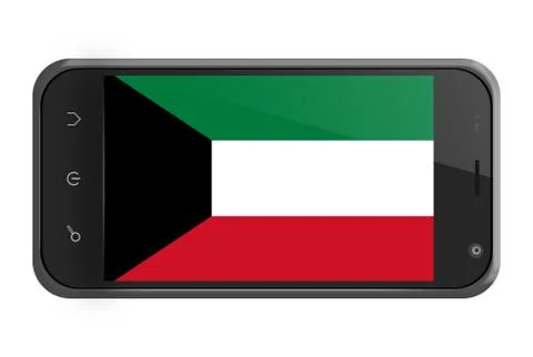 Kuwait flag on smartphone screen isolated Stock Illustration