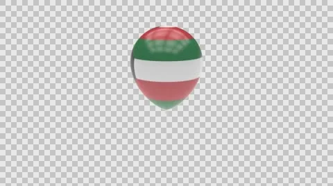 Kuwait flag textured balloon rotating Alpha Stock Footage 61412604