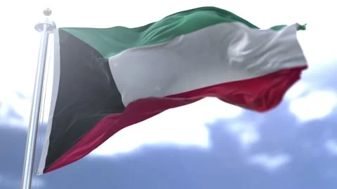 Kuwait flag waving against the sky Stock Footage 170663207