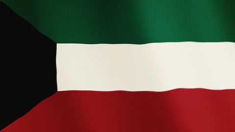 Kuwait flag waving animation. Full Screen. Symbol of the country. Stock Footage 89556456