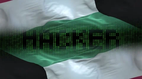 Kuwait flag - Waving flag on matrix binary code background Stock Footage 321420224