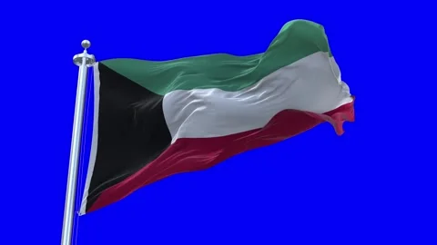 Kuwait Flag Waving in Loopable and Textured green screen background Stock Footage 296876867
