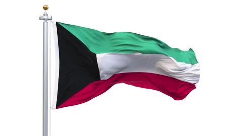 Kuwait flag waving looping with transparent background. Stock Footage 319427445