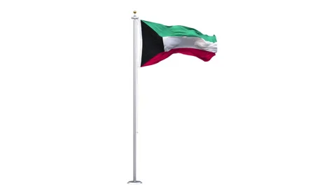 Kuwait flag waving looping with transparent background. Video stock 319427818