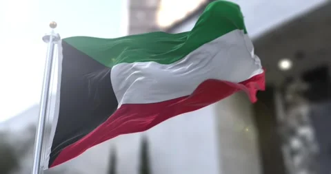 Kuwait-flag-waving-seamless-loop-4k-60fps Stock Footage 331443224