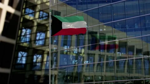 Kuwait Flag Waving On A Skyscraper Building Stock-Footage 146147109