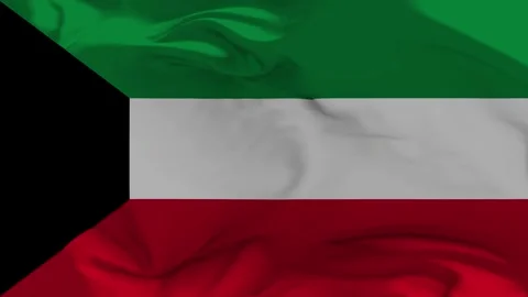 Kuwait Flag Waving in Slow Motion Loop Animation Stock Footage 340910804