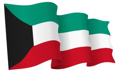 Kuwait Flag Waving Vector Illustration Stock Illustration
