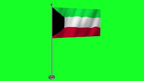 Kuwait Flag Waving in the Wind on Green Screen Stock-Footage 279968457