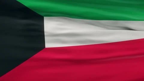 Kuwait flag waving on wind seamles loop 3d animation Stock Footage 133184059
