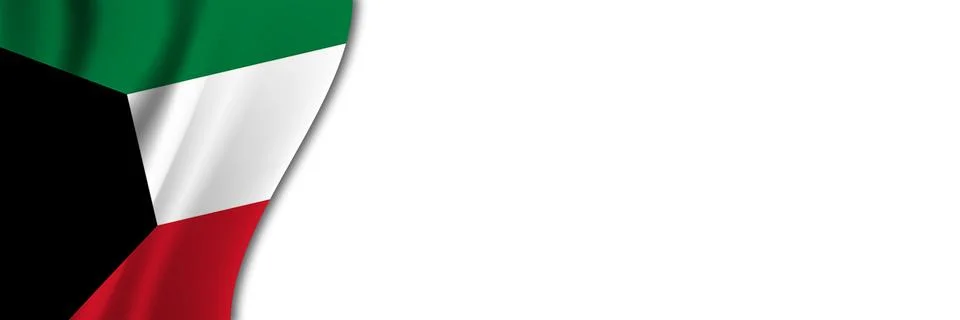 Kuwait flag on white background. White background with place for text near th Illustrazione stock