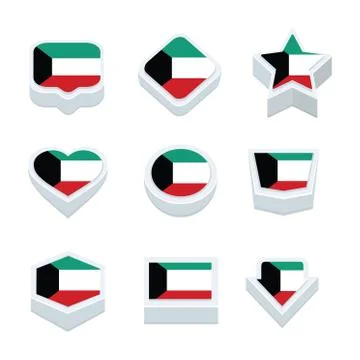 Kuwait flags icons and button set nine styles Stock Illustration