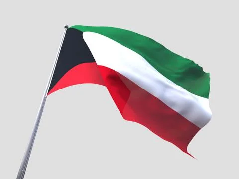 Kuwait flying flag isolate on white background. 스톡 일러스트