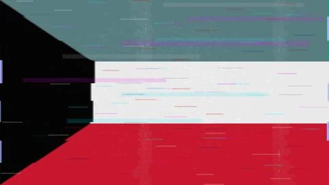 Kuwait Glitch Flag Vector - RGB Split Digital Video Frame Design Illustrazione stock