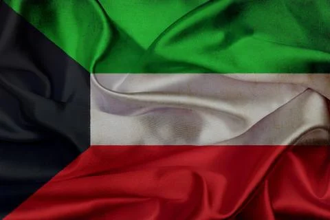 Kuwait grunge waving flag Stock Illustration