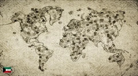 Kuwait Hawalli Stamp World Map Stock Illustration