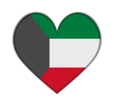 Kuwait heart flag vector Stock Illustration