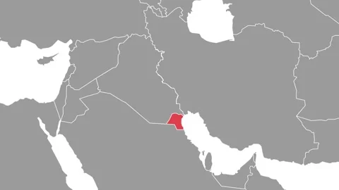 Kuwait Highlighted on Middle East Map with Animated Red Effect Stock Footage 330048607
